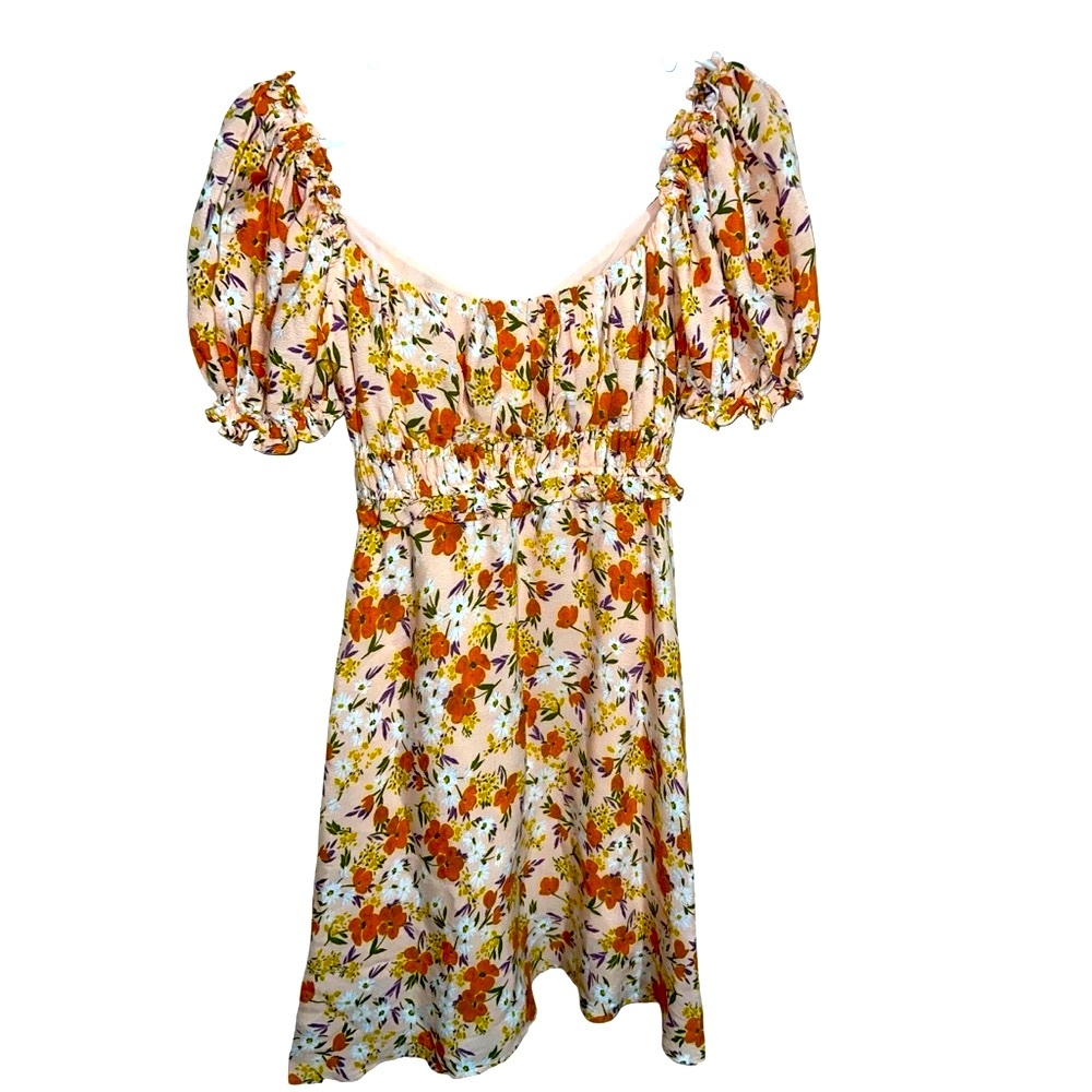 Astr The‎ Label Floral Puff Sleeve Mini dress  Size Small Boho Festival